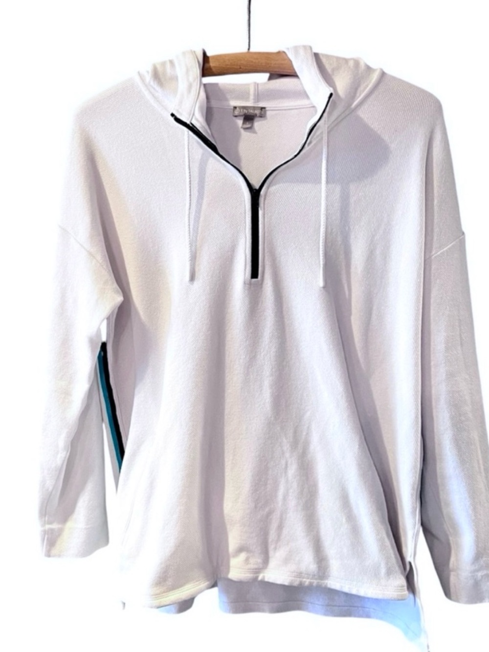 T by Talbots HOODED HALF-ZIP PIQUÉ PULLOVER Sz Lg Sold Out White 2023 Athleisure - Picture 2 of 5